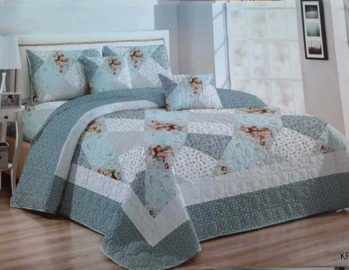 nongnamfon-237114-ผ้าคลุมที่นอน-ผ้าคลุมเตียง-8-ฟุต-3-ชิ้น-ลวดลายสวยงาม-วินเทจ