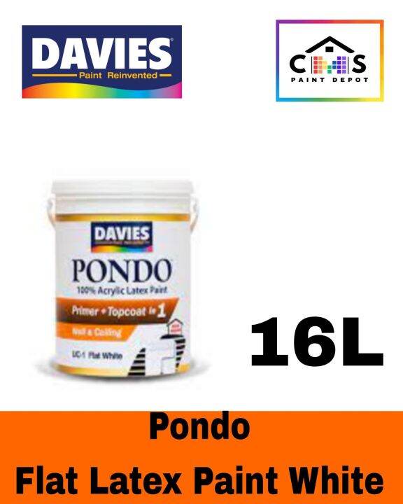 Davies Pondo Acrylic Latex Paint Flat White (Primer + Topcoat in 1