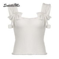 *Sweeticme เสื้อกล้ามซีทรู ลําลอง ประดับโบว์ สีพื้น เข้ากับทุกการแต่งกาย แฟชั่นสําหรับสตรี 2023