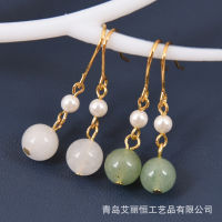 2023 New Jade Round Beads, Small and Popular Design, Versatile Style Earhook Earrings, Fresh Earrings, Girls Earrings 24OM