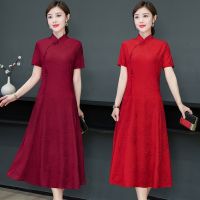 Mother put summer wear new improved qipao dress 2022 middle-aged and old womens wealthy woman fashionable western style wedding dress