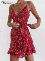 ♣ ocehrk 2023 boho sexy impresso espaguete cinta luz praia vestido de festa verão curto vermelho bodycon para as mulheres