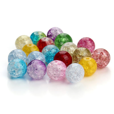 100pcslot 6810mm Round Mixed Colors Crackle Glass Beads Popcorn Crystal Spacer Ball Beads for DIY Jewelry Making