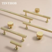 【YD】 Ouro brilhante/linhas verticais Latão Maçanetas gaveta T bar Handle Quarto Puxa Armário Da Cozinha Puxador Porta Puxar