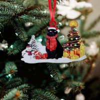 GDOUXINATB จี้รูปต้นคริสต์มาสมนุษย์หิมะและแมวของตกแต่งบ้านวันคริสต์มาสแขวนสร้างสรรค์ของประดับต้นคริสต์มาสแขวน