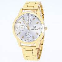 【Hot seller】 Cross-border hot gold steel belt three-eye quartz watch fashion business casual simple scale mens