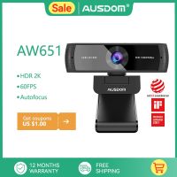 AUSDOM AW651 QHD 2K HDR 30FPS Webcam Autofocus 1080P 60FPS Web Camera With Noise-cancelling Mics and Free Privacy Cover for Live