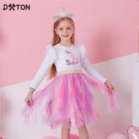 ZZOOI DXTON Princess Kids Dress Heart Sequined Girls Dress Winter Long Sleeve Children Clothing Tutu Flare Sleeve Kids Party Dresses