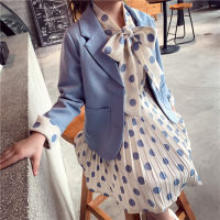 Kids School Outfits Blazer Jacket + Dress 2PCS Tuxedos Suit for Girls Formal Wedding Suit Sets Children Clothes 4 6 8 10 14 Year