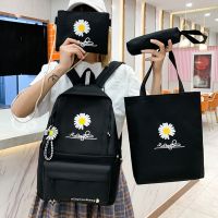 4Pcs/Set Women School Backpacks Schoolbag Daisy Canvas For Teenagers Girls Student Book Bag Boys Satchel Bolsas Mochilas Sac New