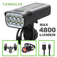 NEWBOLER Bicycle Light 4800 Lumen USB Chargeable Rainproof MTB Bike Light Set With 2 Holder 10000mAh Flashlight Bike Accessories Lights Reflectors