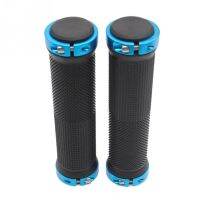 1 Pair Bicycles Handlebar Grip Shock-absorption Bike Cycling Lock-on Ends Replacement Clamping Aluminum Alloy Hand Cover Blue Handlebars