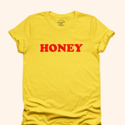 การออกแบบเดิมเสื้อยืดลาย Honey มีหลายสี เสื้อยืดแฟชั่น ไซส์ S - 2XLS-5XL