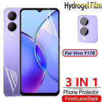 เคสปกป้องโทรศัพท์แบบ3 In 1สำหรับ Vivo Y17S Y27 Y 17S Y 27 VivoY17S VivoY27 4G 5G 2023ฟิล์มไฮโดรเจลด้านหน้าแบบนิ่มฟิล์มปกป้องหน้าจอด้านหลังป้องกันเลนส์กล้องด้านหลัง