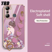 YBD เคสโทรศัพท์สร้อยข้อมือความรักสำหรับ Infinix Hot 20i X665C X665E Hot 20 Play X6825 ลายสาวช่อดอกไม้น่ารักสุดหรูรุ่นใหม่ล่าสุดปลอกซิลิโคนนุ่มสำหรับผู้หญิง