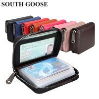 2020 New Genuine Leather Card Bag RFID Blocking Credit Card Holder Men Business Card Wallet Women Change Organizer Zipper Purse Card Holders