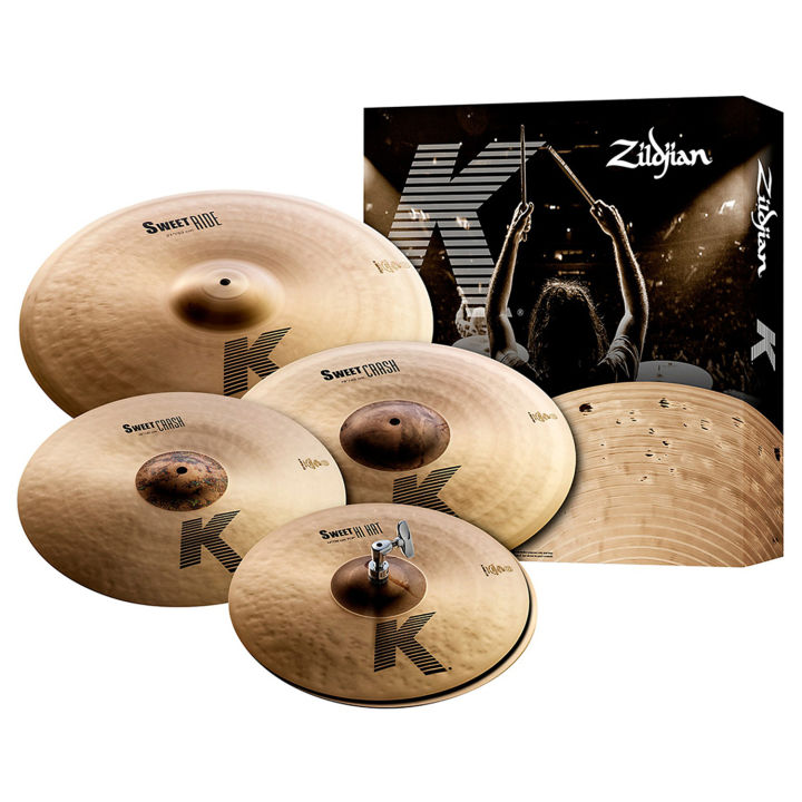 zildjian-ks4681-k-sweet-cymbal-pack-ชุดฉาบ-4-ชิ้น-ให้โทนเสียงดุดัน-ดาร์ค-ตอบสนองการเล่นของมือกลองได้ดี-ในชุดประกอบด้วย-ไฮแฮท-14-ฉาบ-crash-16-18-ฉาบ-ride-21