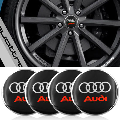 รูปลอกศูนย์กลางศูนย์ล้อรถฝาครอบสติกเกอร์ตรารถยนต์สำหรับ Audi RS Sline Quattro A3 A4 A5 A6 Tt A4l Q3 Q5 Q7