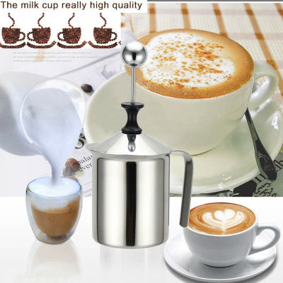 เครื่องทำฟองนม ถ้วยทำฟองนม DIY ขนาด 500มล. วัสดุทำจากสแตนเลส แข็งแรง ทนทาน ใช้แรงมือสร้างฟองนม เพื่อกาแฟถ้วยโปรดของคุณ