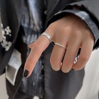 [COD] Gumao ins trendy bumpy tin foil hammer index finger ring female hip-hop cool handsome design irregular texture