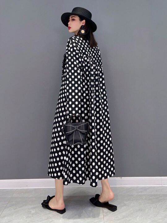 xitao-dress-loose-casual-women-dot-print-dress