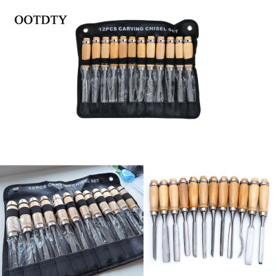 OOTDTY 12Pcs Wood Carving Hand Chisel Tool Set Woodworking Professional Gouges