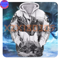【xzx180305】Personalized Name Galaxy Dragon And Wolf - 3D Printed Pullover Hoodie 10