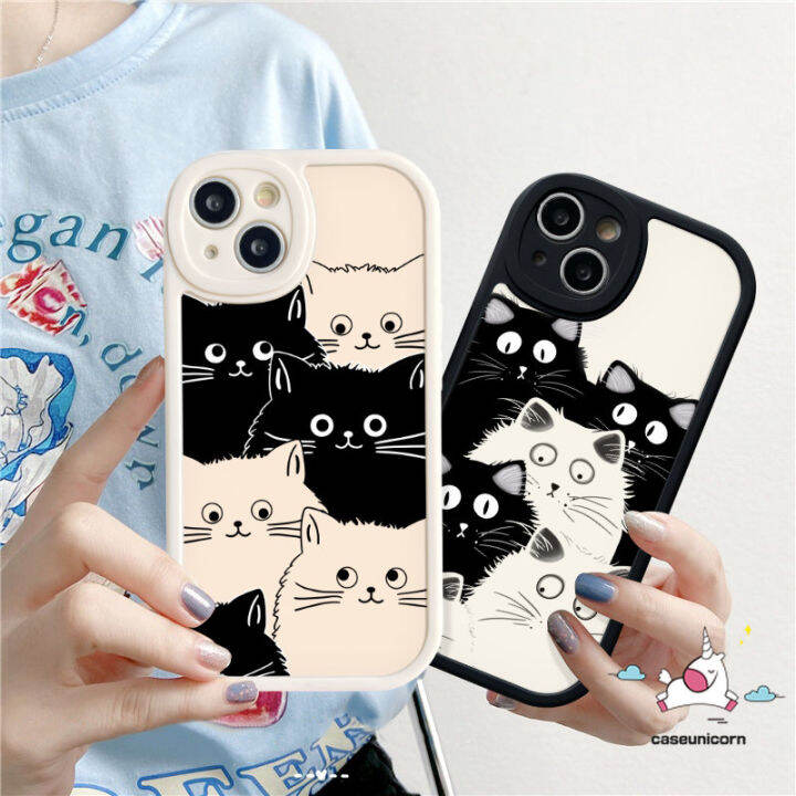 เคสมือถือลายแมวการ์ตูนน่ารักใช้ได้กับ-iphone-11-14-12-13-pro-max-7plus-xr-6s-7-8-plus-x-xs-max-se-2020ฝาครอบด้านหลังเนื้อนิ่ม-tpu-ตลก