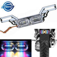 LYMOYO Motorcycle DRL Strobe ke Lamp LED Flash Stop Light flow RGB colorful LED License Plate tai warning day light