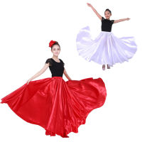 Belly Dancing Clothing Long Maxi Skirts for Adult Women Children Girls y Spanish Flamenco Skirt Smooth Satin Oriental Dress