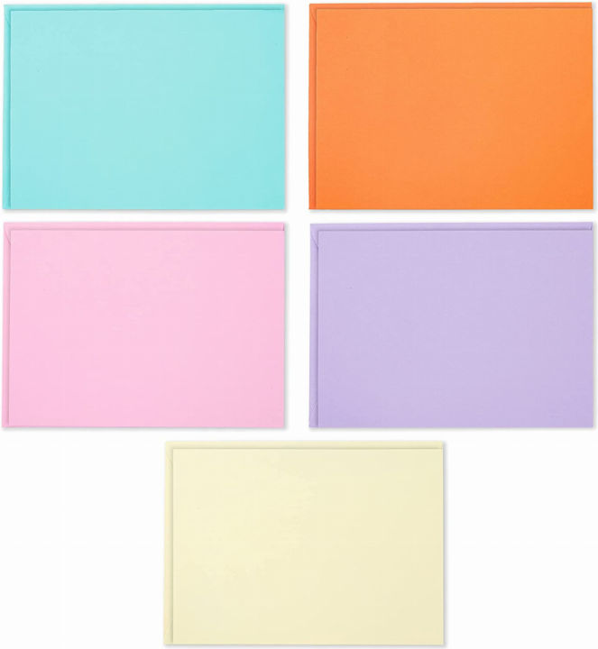 Rainbow Blank Single Panel Cards and Colored Envelopes, 200-Count