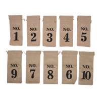 202110Pcs Jute Wine Bags, 14 x 6 14 Inches Hessian Numbered Wine Bottle Gift Bags with Drawstring for Blind Wine Tasting (Brown)