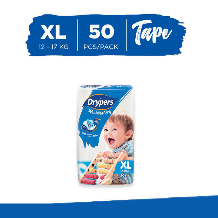 Drypers Wee Wee Dry Mega Pack XL (50 pcs) Tape Diapers Lazada PH