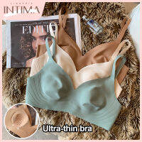 INTIMA ชุดชั้นในสตรีแบบบางเฉียบรองรับเยลลี่ไฮเทคชุดชั้นในไร้รอยต่อสำหรับโชว์หน้าอกใหญ่แผ่นยางขนาดเล็กป้องกันการหย่อนยานชุดชั้นในใส่สบายความรู้สึกเย็น