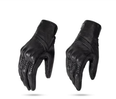 ถุงมือหนัง  สีดำ ของแท้ ทัชสกรีนหน้าจอได้ ดีถุงมือขับมอเตอร์ไซค์ถุงมือบิ๊กไบค์ รุ่น02