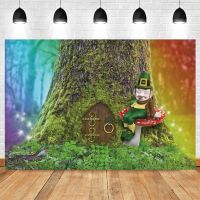 Happy St. Patrick S Day Baby Photography Background Wonderland Spring Tree House Elves Clover Photocall ฉากหลังสตูดิโอ Shoot