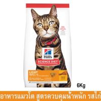 (ลด50%) อาหารแมวอ้วน Hill สูตรน้ำหนัก รสไก่ สำหรับอายุ1-6ปี 6กก.Hills Science Diet Weight Control Adult Light Cat 6 เฉพาะวันนี้เท่านั้น !!