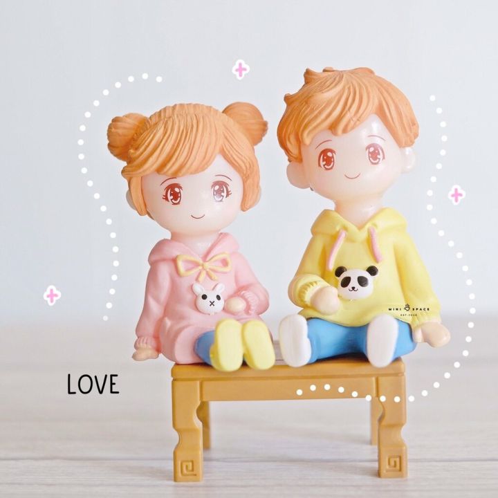 lover-doll-ตุ๊กตาจิ๋วชายหญิงคู่รักเสื้อลายการ์ตูน-ตุ๊กตาคู่รัก-ตุ๊กตาคู่รักตกแต่งบ้าน