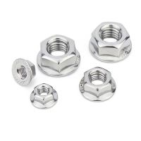 2/25Pc 304/201/316 Stainless Steel Hexagon Hex Head Serrated Spinlock Flange Nut M3 M4 M5 M6 M8 M10 M12 Locknut Lock Nut DIN6923