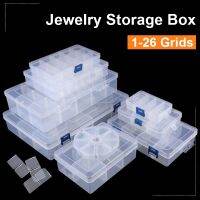 Transparent Plastic Storage Jewelry Box Compartment Adjustable Container for Beads earring box DIY Jewelry rectangle Round Case