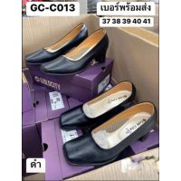 รองเท้าผู้หญิงคัทชูหนังดำหัวตัดยี่ห้อgoldcitysize36ถึง42