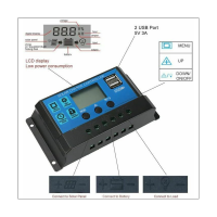 100A Solar Charge Controller, Solar Panel Battery Intelligent Regulator with Dual USB Port, Multi-Function Controller