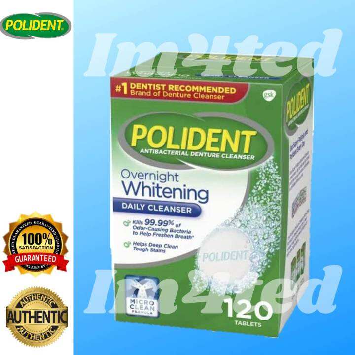 POLIDENT OVERNIGHT WHITENING ANTIBACTERIAL DENTURE CLEANSER 120 TABLETS