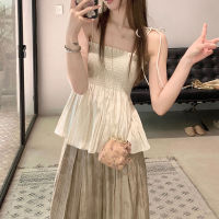 Fast Shipping Coconut Cloud Lengfu Thai Straight Sliging Vest Female Women Wear Summer New Off -The -Shoulder Design Top