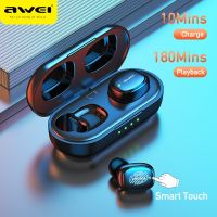 AWEI T13 Pro จริงไร้สายหูฟังบลูทูธ V5.1หูฟัง8H เวลาเล่นนานไฮไฟสเตอริโอเบส IPX6กันน้ำกีฬาชุดหูฟังหูฟังพร้อมไมโครโฟนสำหรับ iPhone Android