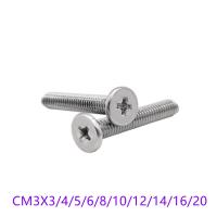 100pcs CM M3x3/4/5/6/8/10/12/14/16/20 A2 304 Stainless Steel Cross Phillips Ultra Thin Super Low Flat Wafer Head Screw Bolt