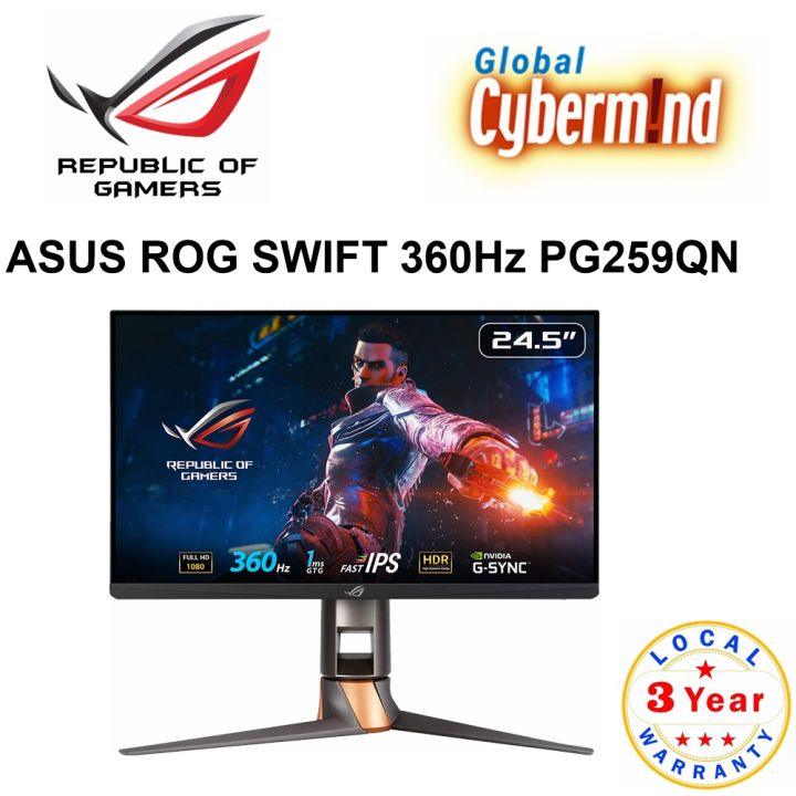 ASUS ROG Swift 360Hz PG259QN 24.5” HDR Gaming Monitor, 1080P Full HD, Fast  IPS, 1ms, G-SYNC, ULMB, Eye Care, HDMI DisplayPort USB, Ergonomic Design