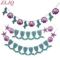 ZLJQ Mermaid Birthday Party Decorations Supplies Happy Birthday Banner For Girl Birthday Party Baby Shower Bridal Shower Decor 9 Banners Streamers Con