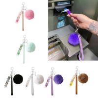 【YF】✘◎  Credit Card with Pompom Wristlet Keychain Bank Grabber ATM Clip Nails Ornament