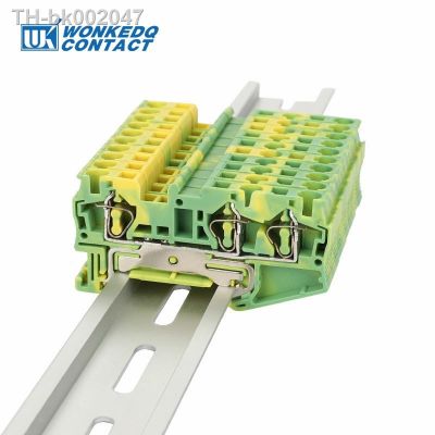﹊ 5Pcs ST4-TW-PE Grounding Spring Connector 3 Connections 4 mm² Plug Cable Electrical Din Rail Ground Terminal Block ST 4-TWIN-PE